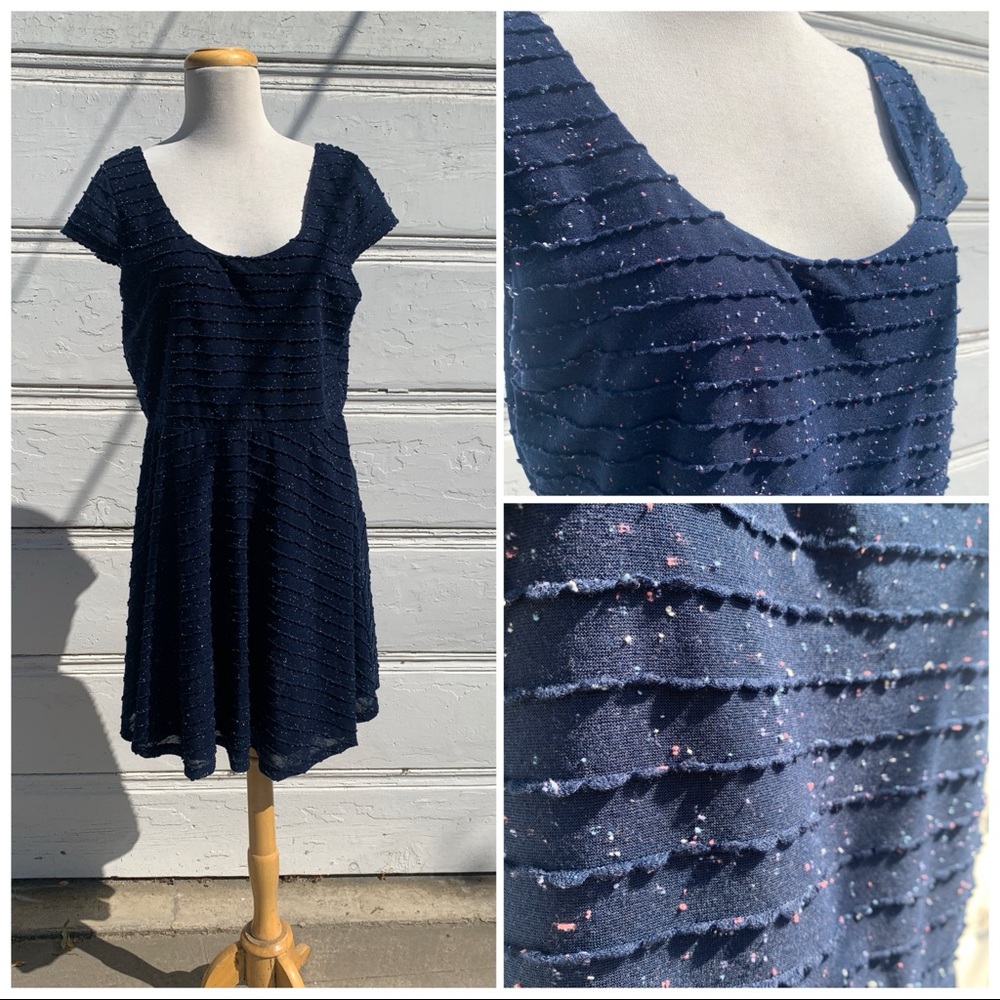 LC Lauren Conrad Blue Textured Dress NWT